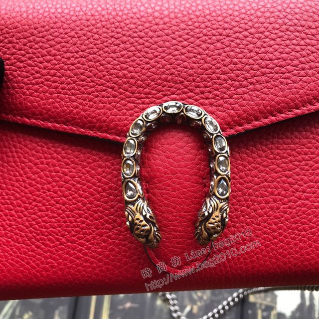 Gucci包 古馳女包 401231大紅全皮 Gucci真皮鏈式迷你手袋 Gucci酒神包  gudj1278